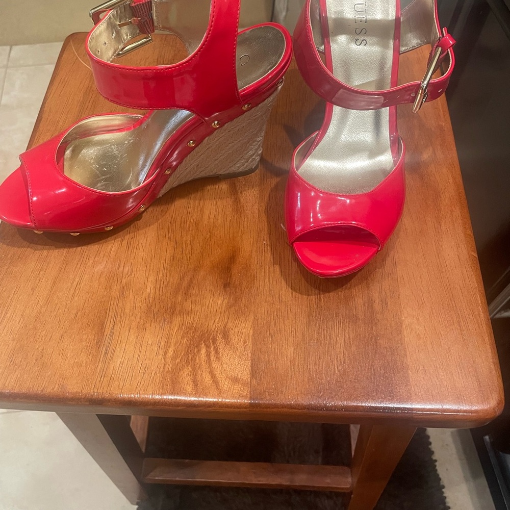 Guess Red Wedge Heels with Ankle Strap